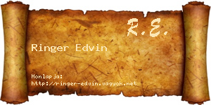 Ringer Edvin névjegykártya